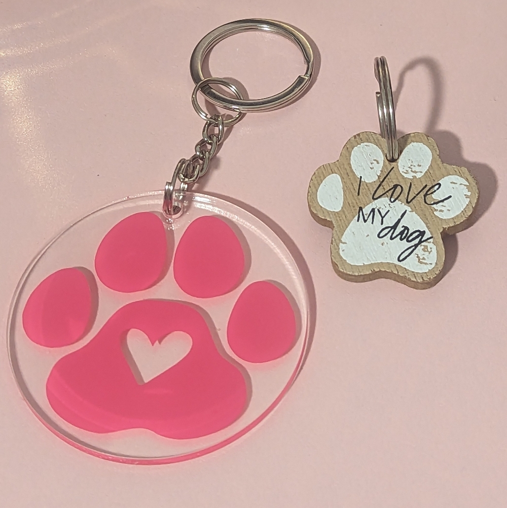 Paw Print Keychains Set Of 2 New!